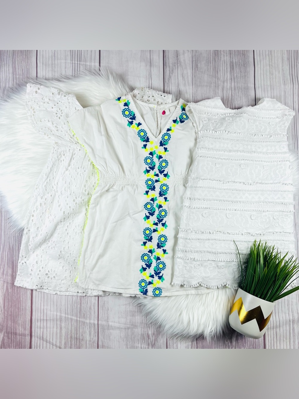 Mini Boden Girls 7 Dress Bundle White Summer Zara Embroidered 3pc